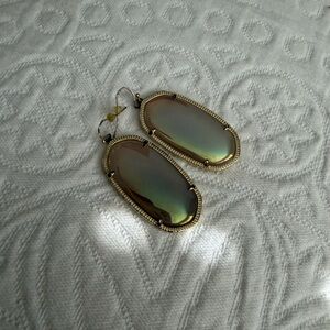 Kendra Scott iridescent Oval Drop Earrings with Gold Frame